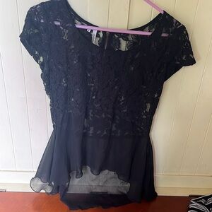 3/$10 Studio Y black lace sheer top
